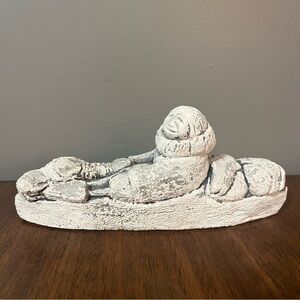 Vintage Glacial Ice Age soapstone Sculpture Alaska Eskimo In Kayak With Hunt 9”